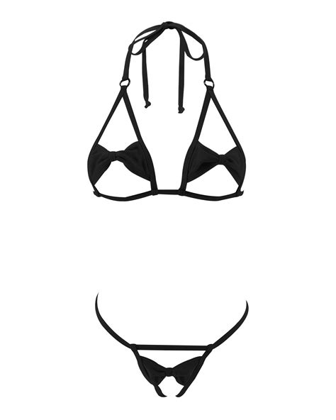 Fuchsia Bowknot Open Exposed Extreme Micro Bikini Crotchless G String