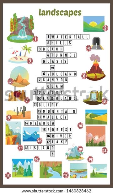 vector illustration puzzle crossword landscapes stock vector royalty