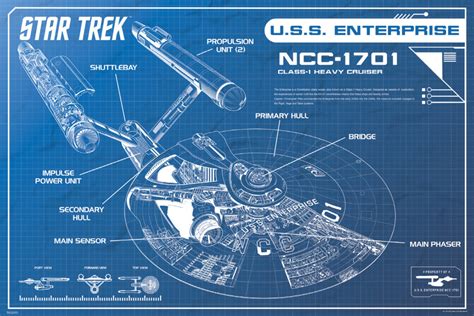 star trek uss enterprise ncc  spaceship blueprint poster pyram sports poster warehouse