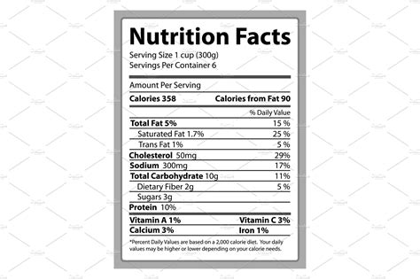 nutrition facts paper  info vector illustration graphic objects creative market