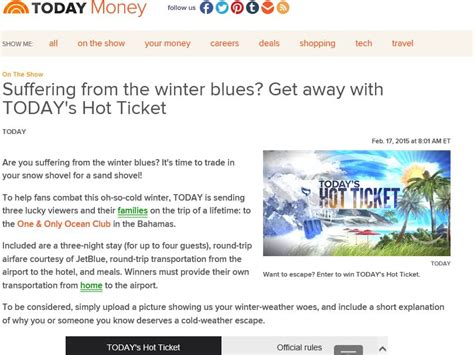 todays hot ticket sweepstakes