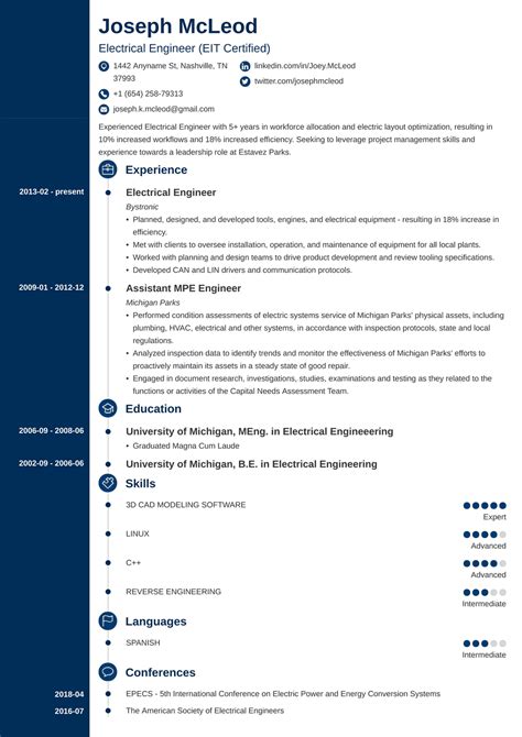 electrical engineering resume template   engineer