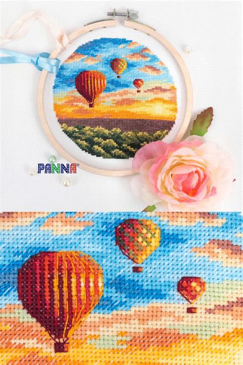 panna cross stitch kit ps  air balloons  sunset cute cross stitch cross stitch kits