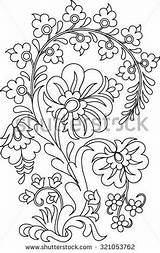 Folk Hungarian Coloring Pages Embroidery sketch template