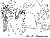 Unicorn Drawing Printable Coloring Kids Mythical Book Children Fantasy Easy Castle Pages Drawings Draw Cartoon Magic Cave Land Paintingvalley Pencil sketch template