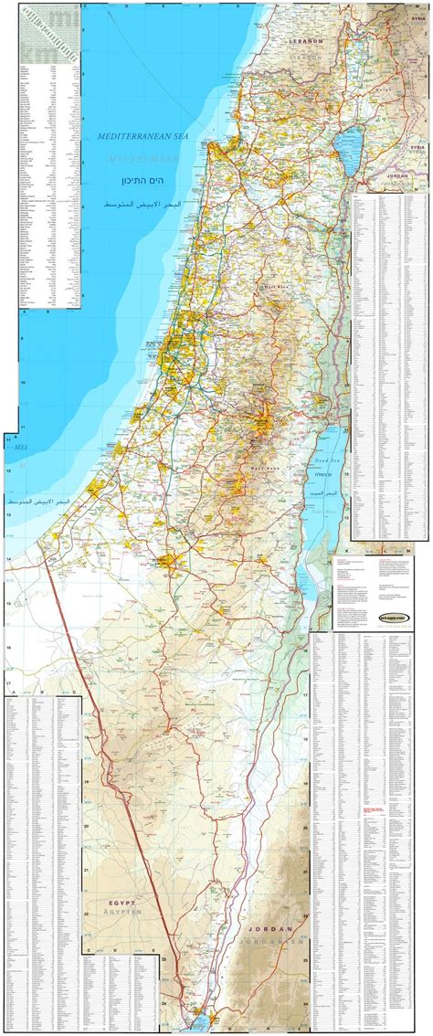 koop landkaart israel  met plaatsnamenindex voordelig  bij commee