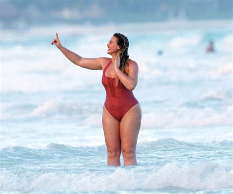 Iskra Lawrence In A One Piece Bathing Suit On The Beach In