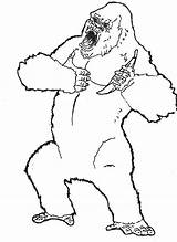 Kong King Coloring Pages Kids Printable Chest Gorilla Monster Dinosaur York Famous Appears Character First Time Visit sketch template
