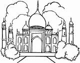 Mahal Taj Masjid Mewarnai Pemandangan Lukisan Sketsa Bagus Alam Resolusi sketch template
