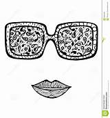 Drawn Glasses Coloring Sun Hand Woman Book Preview Decoration Face sketch template