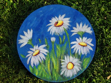 house warming gifthand painted paverdaisy garden art stepping stone
