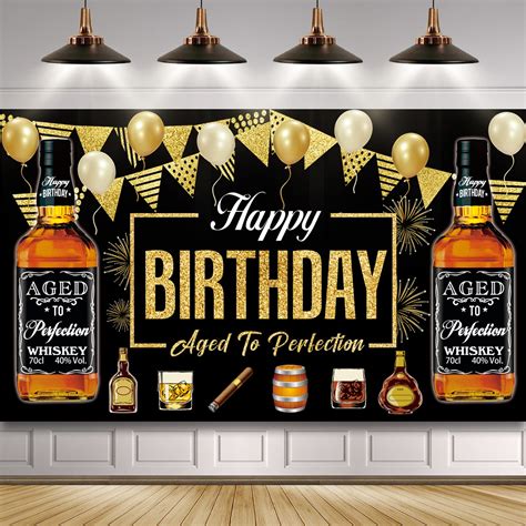 buy whiskey birthday party decorations  men large black gold aged
