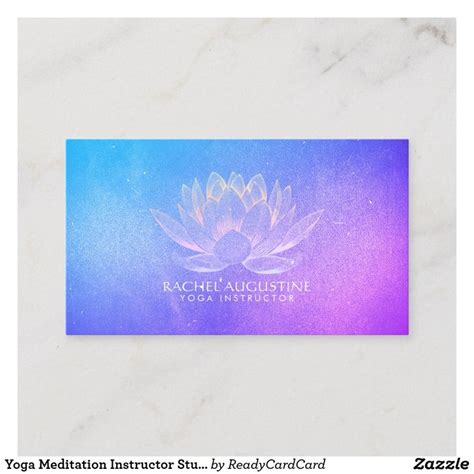 yoga meditation instructor studio blue gold lotus business card