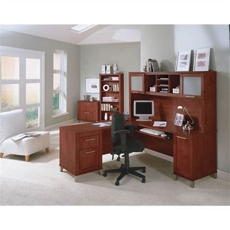 Bush Furniture Somerset 71 L Shaped Computer Desk With Hutch In Hansen