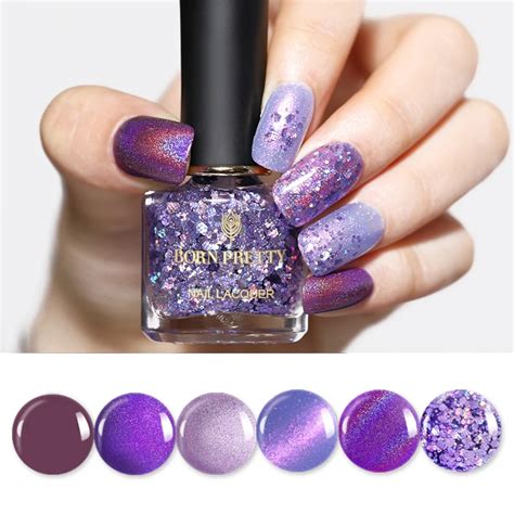 born pretty ml selected purple series nail polish glitter pure color holo shimmer manicure