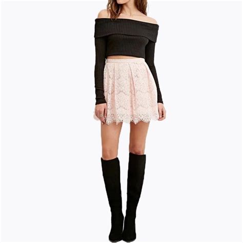newest street fashion pink lace mini lace a line skirt women short