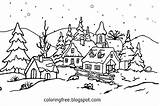 Village Coloring Pages Scene sketch template