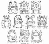 Coloring Monsters Monster Pages Printable Cute Crazy Book Doodle Funny Books Pdf Kids Drawing Jelene Colouring Color Etsy Clipart Little sketch template