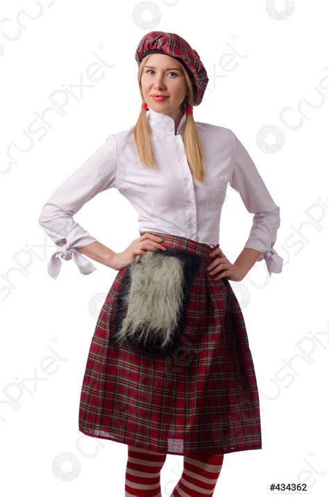 woman  traditional scottish clothing stock photo crushpixel