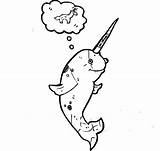 Unicorn Coloring Narwhal Think He Print Netart sketch template