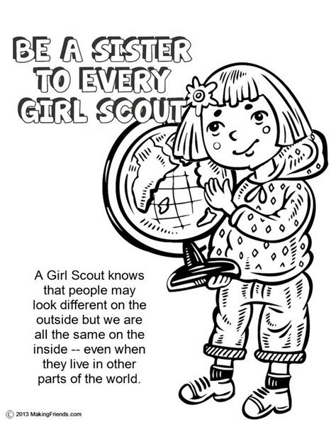 daisy girl scout coloring page responsible