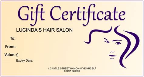 hair salon gift certificate template  gift template gift