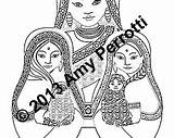 Matryoshka Indian sketch template