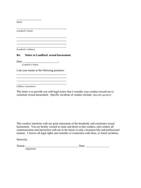 landlord harassment letter template  template pdffiller