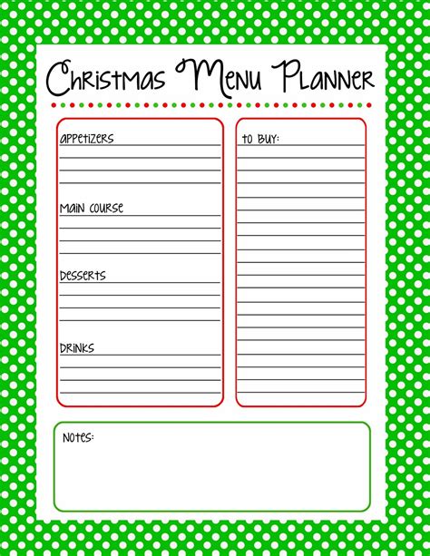 christmas menu planner  printable  days   organized