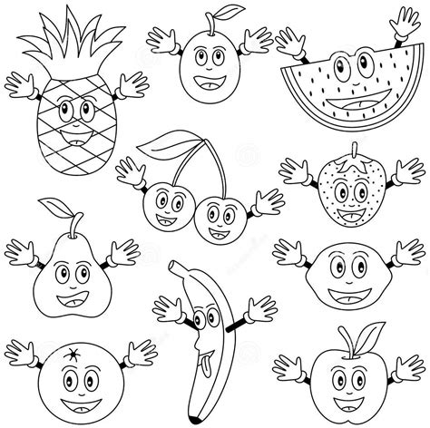 cartoon fruits coloring pages crafts  worksheets  preschool