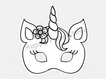 unicorn mask printable  coloring paper craft  happy paper time