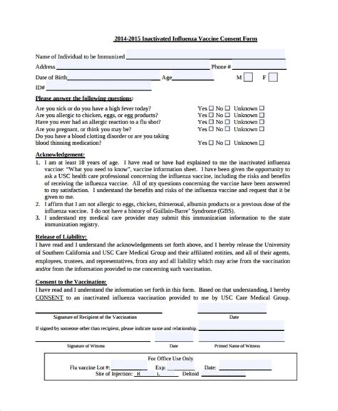 Free 8 Sample Vaccine Consent Form Templates In Pdf Ms Word