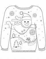 Sweater Coloring Ugly Christmas Pages Winter Colouring Printable Template Snowman Drawing Clothes Prize Sweaters Motif Door Color Sheets Muminthemadhouse Kids sketch template