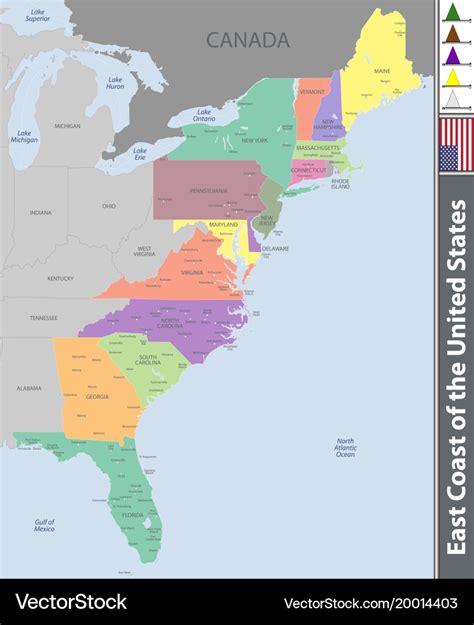 map   united states east coast states  america map states