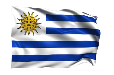 uruguay waving flag realistic transparent background  png