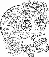 Coloring Skull Sugar Pages Tattoo Adults Print Skulls Color Punk Book Total Adult Printable Pdf Drama Advanced Rock Books Colouring sketch template