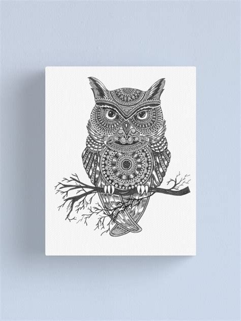 mandala owl canvas print  rkrishnappa redbubble