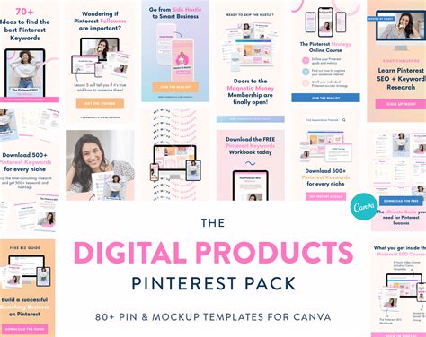 digital product pinterest templates pack  social boutique