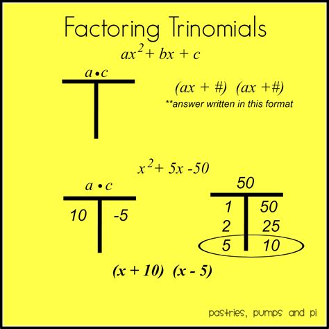 math tip of the day factoring trinomials pastries pumps and pi