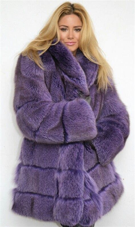pretty purple fox fur fashion coat fashion