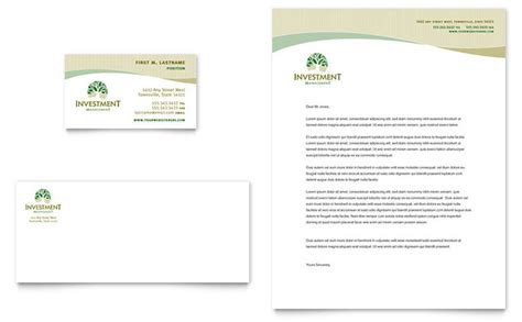 investment management business card letterhead template design