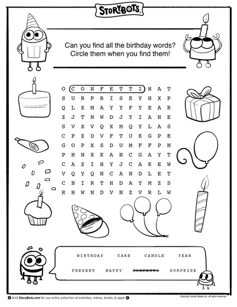 birthday activity book page  birthday activities birthday words