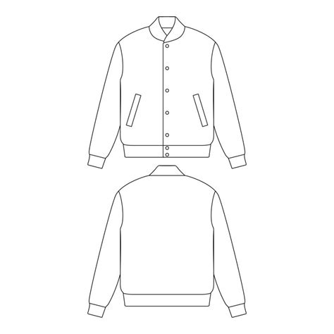 template varsity jacket vector illustration flat design outline clothing collection jacket