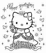 Princess Kitty Hello Coloring Pages Birthday sketch template