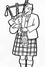 Scottish Piper Drawing sketch template