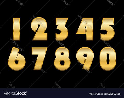 gold numbers isolated royalty  vector image