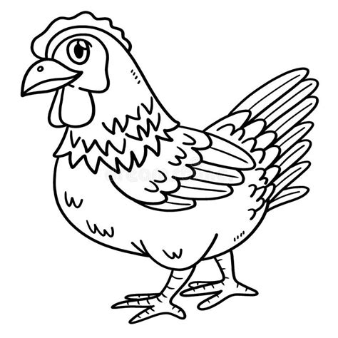 chicken animal isolated coloring page  kids stock vector