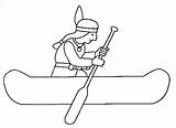 Canoe Chaloupe Canot Boat Indien Coloriage Pilgrims Thanksgivng Dessin Transporte sketch template