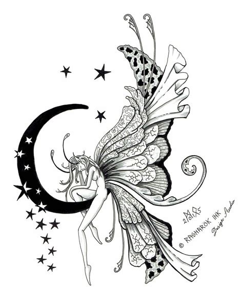 attractive fairy   moon  stars tattoo design  raknarok