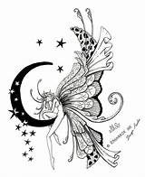 Fairy Tattoo Moon Designs Half Tattoos Stars Star Drawings Coloring Ink Flash Fairies Outline Pages Outlines Tatoo Tribal Attractive Butterfly sketch template